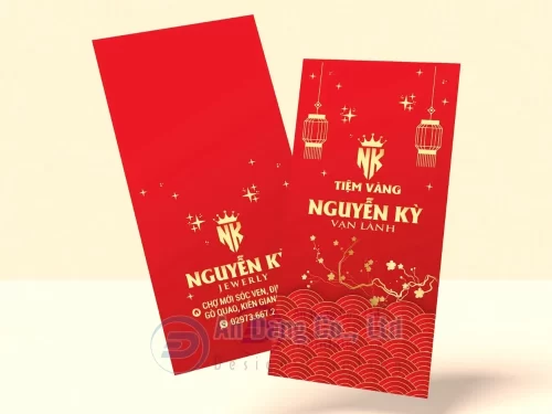 Mẫu bao lì xì sang trọng do In An Đăng thiết kế cho tiệm vàng Nguyễn Kỳ