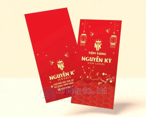 Mẫu bao lì xì sang trọng do In An Đăng thiết kế cho tiệm vàng Nguyễn Kỳ