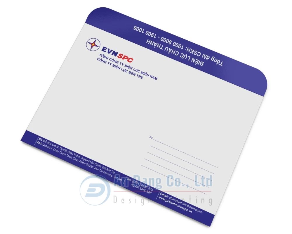 Mẫu bao thư đẹp do In An Đăng thiết kế cho công ty điện lực Bến Tre
