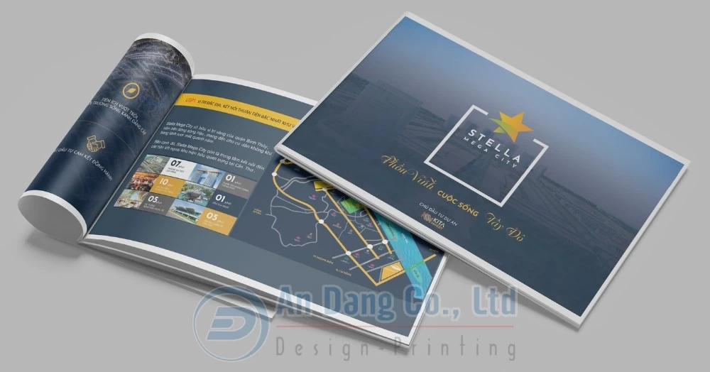 Mẫu catalogue đẹp, tinh tế do In An Đăng thiết kế cho dự án bất động sản Stella