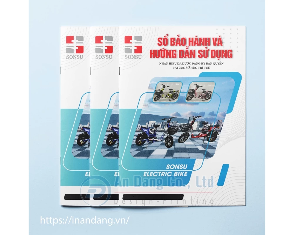 Mẫu catalogue hướng dẫn sử dụng xe đạp điện Sonsu do In An Đăng thiết kế