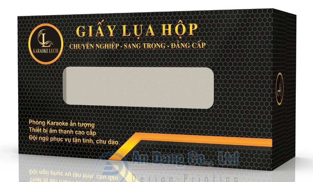 Mẫu hộp giấy đựng giấy lụa do In An Đăng thiết kế riêng cho phòng karaoke