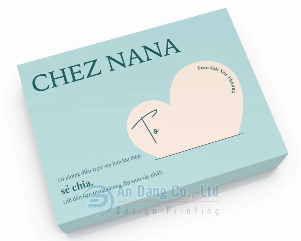 Mẫu hộp giấy được thiết kế riêng cho tiệm bánh Chez Nana