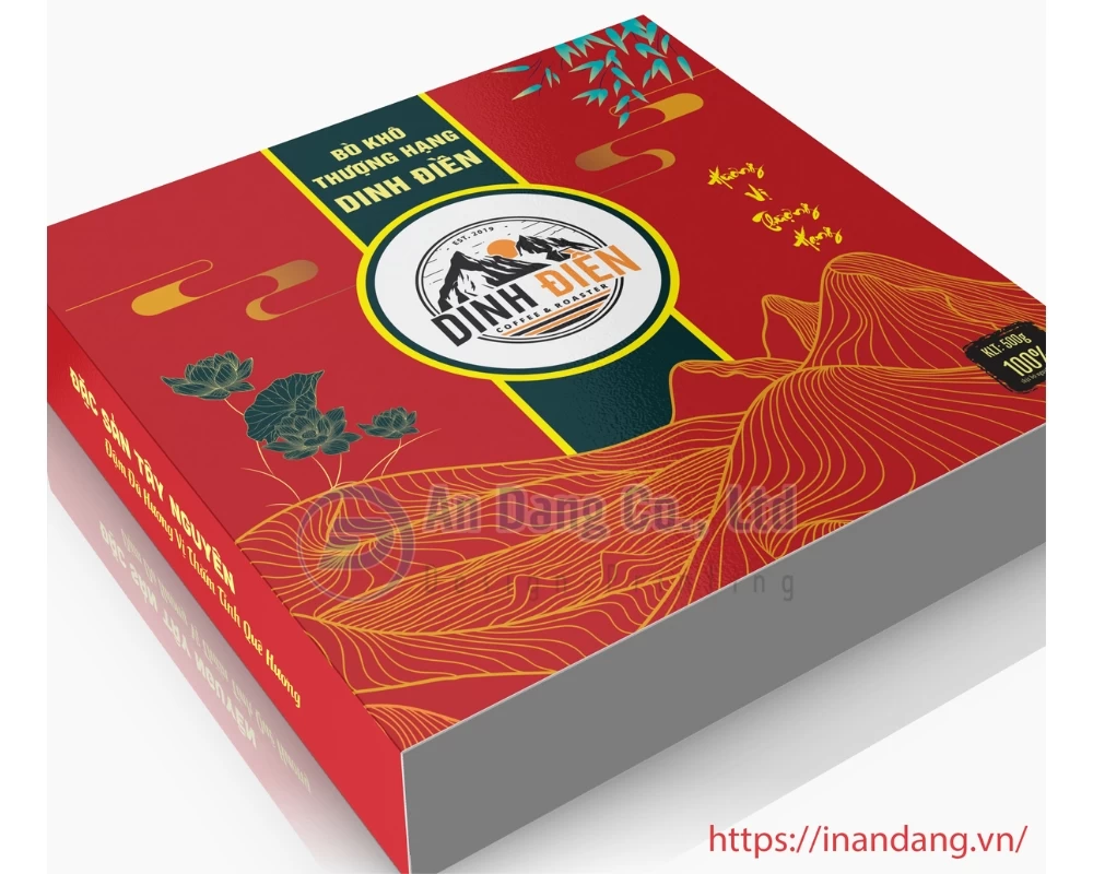 Mẫu hộp giấy đựng bò khô thượng hạng do In An Đăng thiết kế cho thương hiệu Dinh Điền