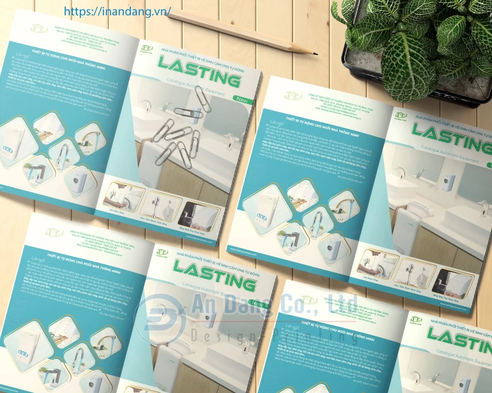 Mẫu thiết kế catalogue sản phẩm thiết bị vệ sinh cảm ứng tự động