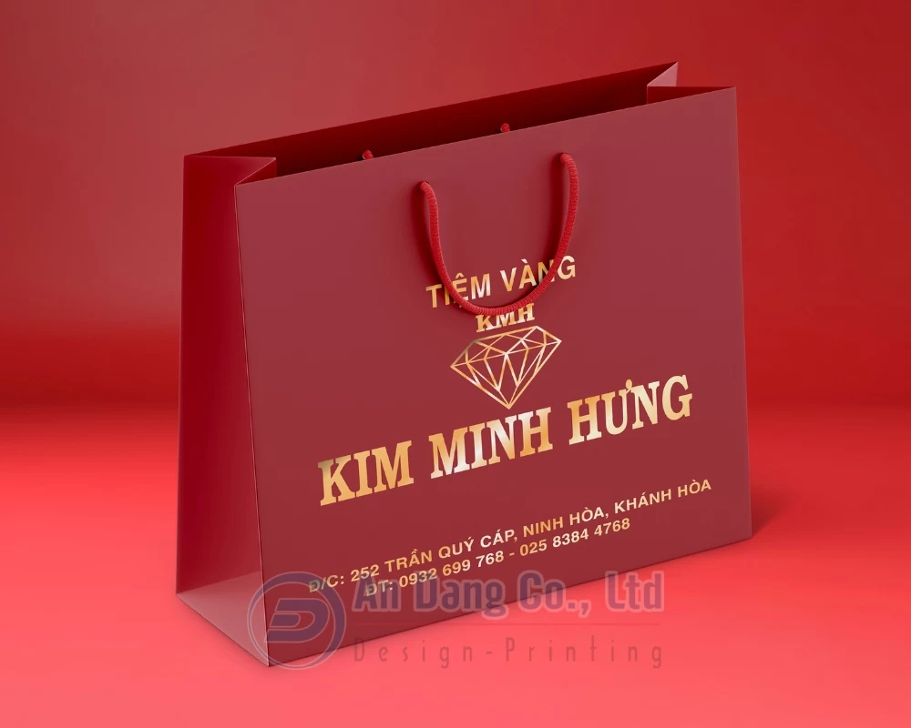 Mẫu thiết kế túi giấy đẹp cho tiệm vàng Kim Minh Hưng