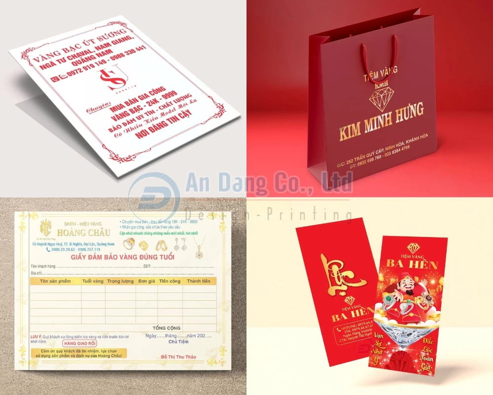 Các mẫu ấn phẩm in ấn cho tiệm vàng của In An Đăng
