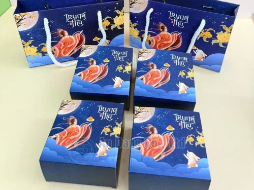 Mẫu hộp giấy đựng bánh trung thu phong cách truyền thống