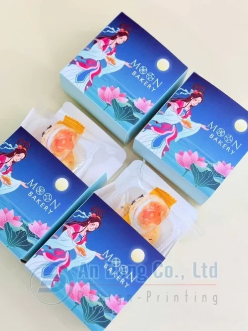 Mẫu hộp giấy đựng 1 bánh trung thu do In An Đăng thiết kế và in ấn