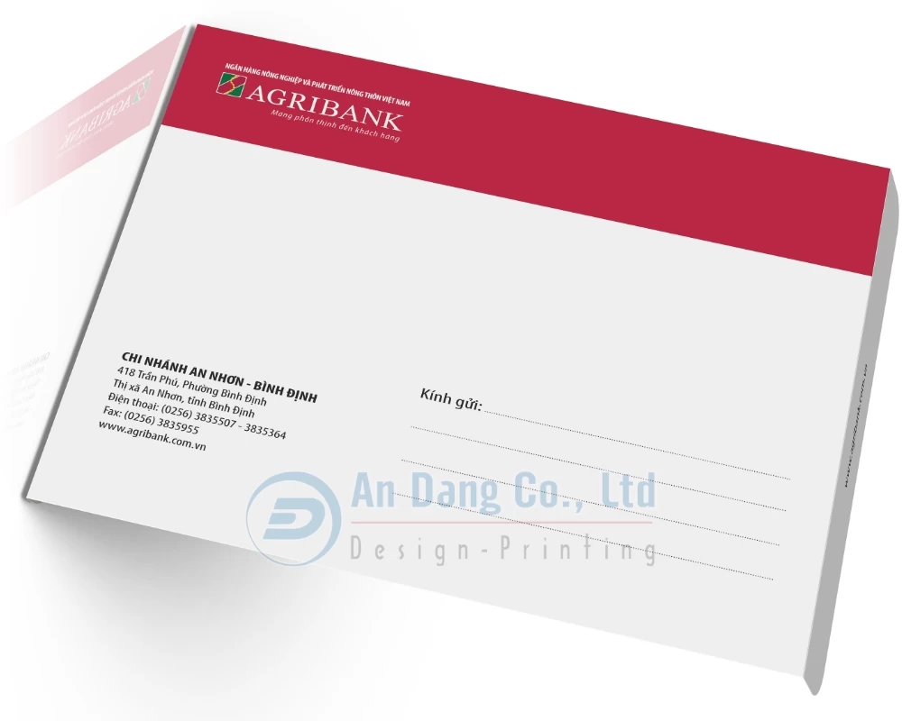 Mẫu bao thư cơ quan đẹp do In An Đăng thiết kế cho ngân hàng Agribank chi nhánh Bình Định