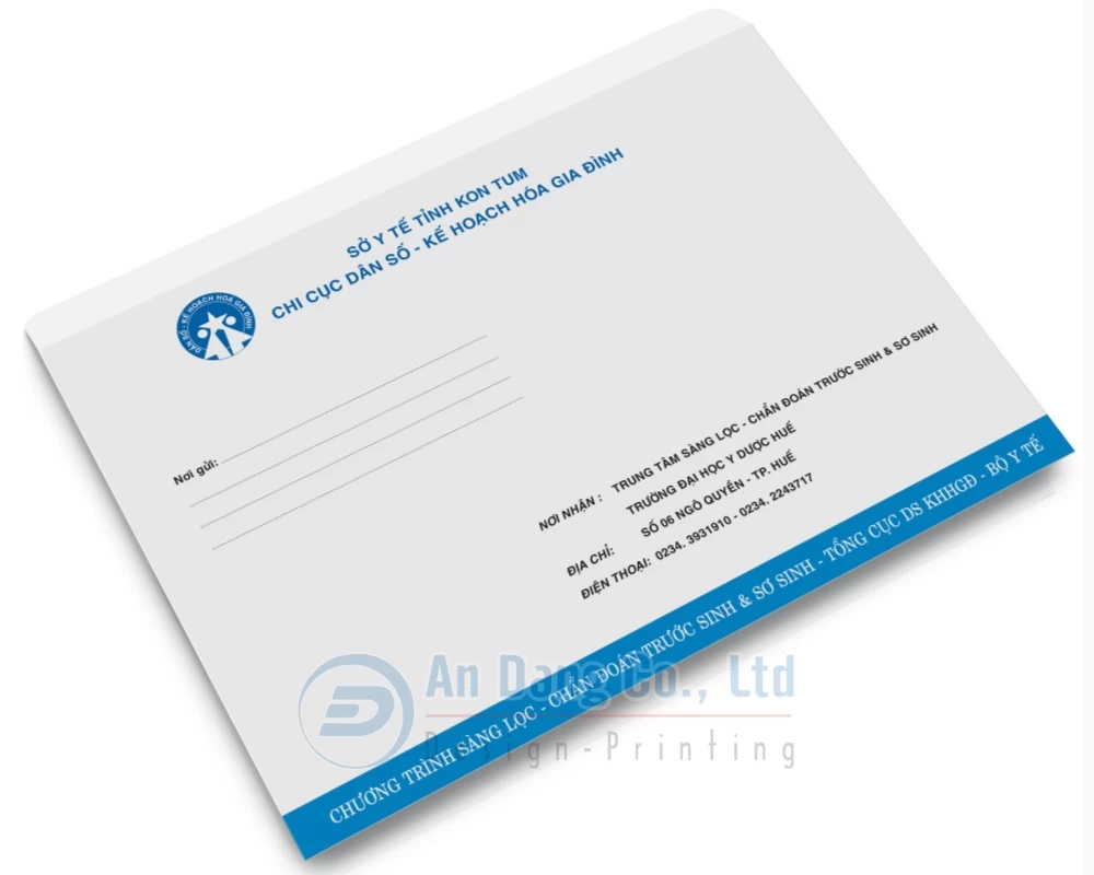Mẫu bao thư cơ quan đẹp do In An Đăng thiết kế cho sở y tế tỉnh Kon Tum