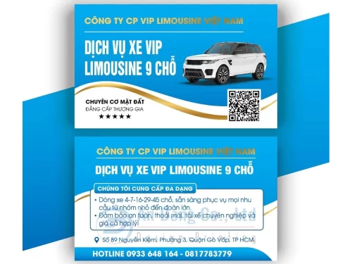 Mẫu card visit xe du lịch do In An Đăng thiết kế với gam màu xanh nhạt