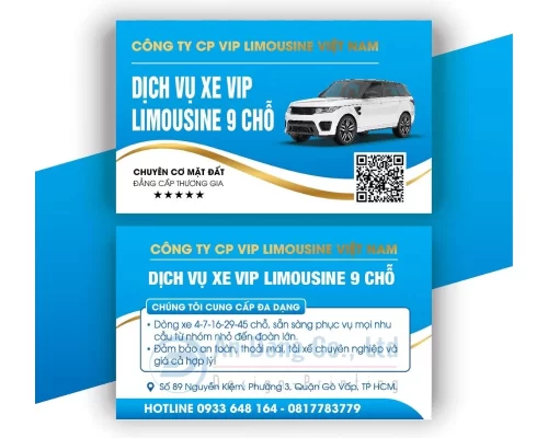 Mẫu card visit xe du lịch do In An Đăng thiết kế với gam màu xanh nhạt
