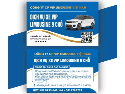 Mẫu card visit xe du lịch do In An Đăng thiết kế với gam màu xanh đậm