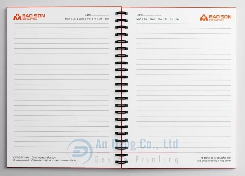 Mẫu sổ tay lò xo do In An Đăng thiết kế cho công ty Công nghiệp Bảo Sơn