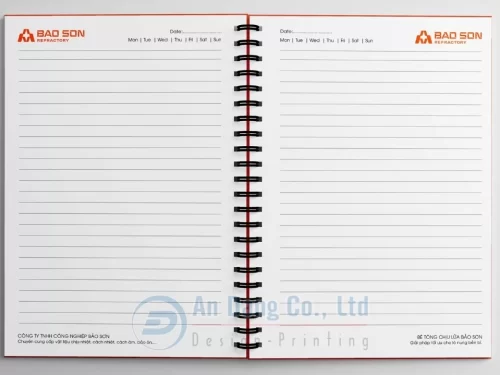 Mẫu sổ tay lò xo do In An Đăng thiết kế cho công ty Công nghiệp Bảo Sơn