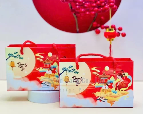Mẫu túi giấy trung thu cao cấp tông màu đỏ do In An Đăng thiết kế