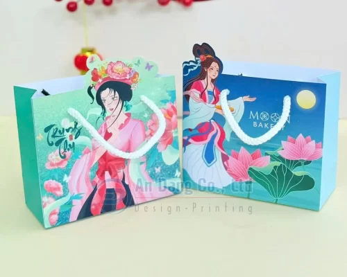 Mẫu túi giấy đựng bánh trung thu nhỏ, dễ thương