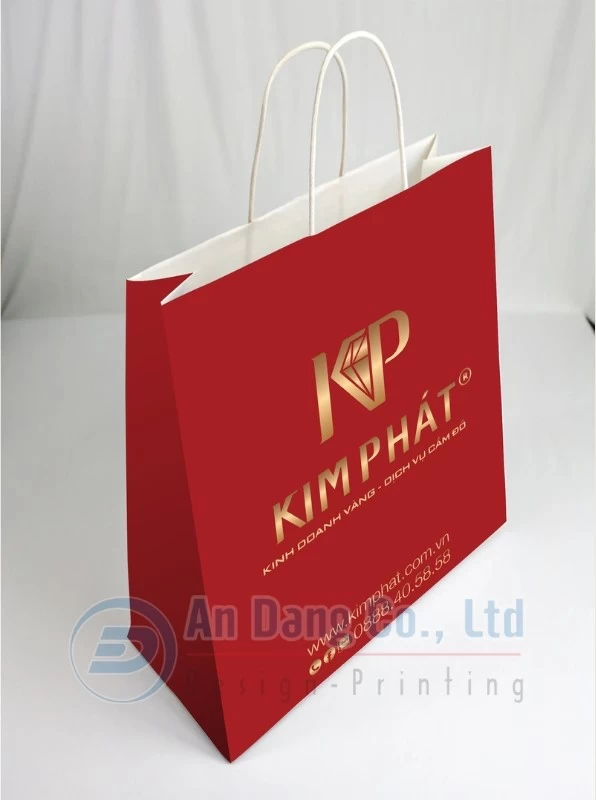 Mẫu túi giấy đựng vàng được gia công ép kim