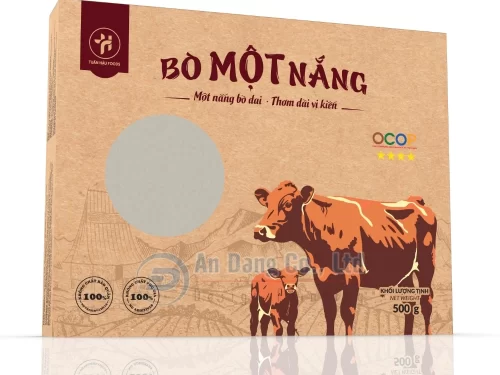 Mẫu hộp giấy có cửa sổ dùng để đựng sản phẩm bò một nắng