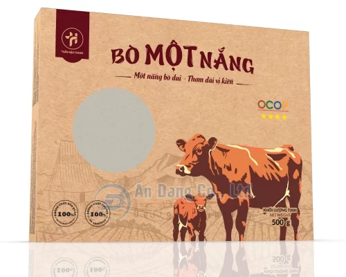 Mẫu hộp giấy có cửa sổ dùng để đựng sản phẩm bò một nắng