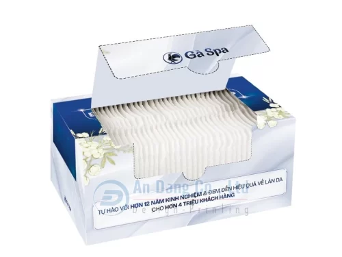 Mẫu hộp giấy đựng bông tẩy trang cho doanh nghiệp Gà Spa