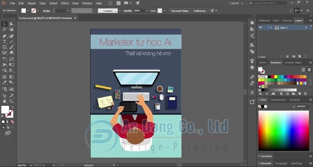 Giao diện phần mềm thiết kế catalogue Adobe Illustrator
