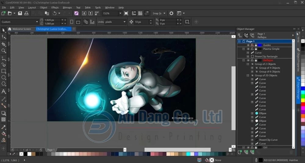 Giao diện phần mềm thiết kế catalogue Corel Draw