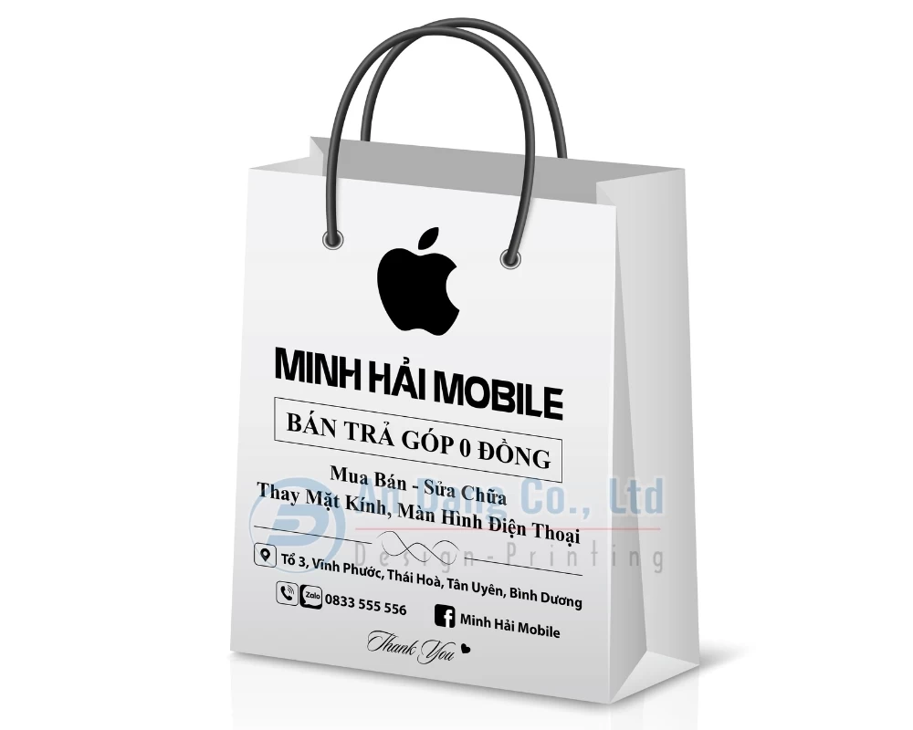 Mẫu túi giấy đựng điện thoại cho shop Minh Hải Mobile