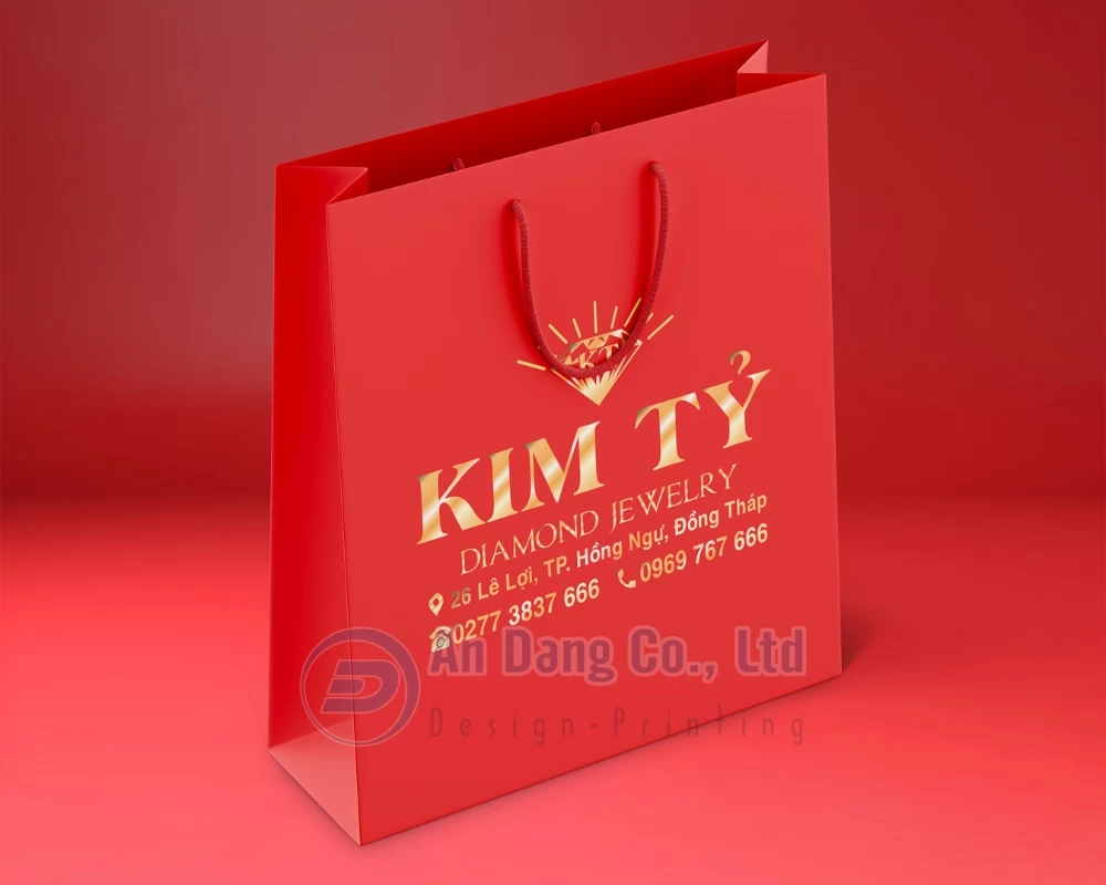 Mẫu túi giấy đựng trang sức cao cấp cho doanh nghiệp Kim Tỷ