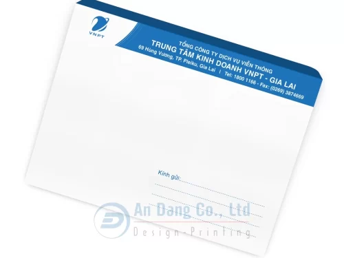 Mẫu phong bì thư bưu điện cho trung tâm kinh doanh VNPT Gia Lai