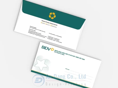 Mẫu bao thư bưu điện cho ngân hàng BIDV chi nhánh Cà Mau