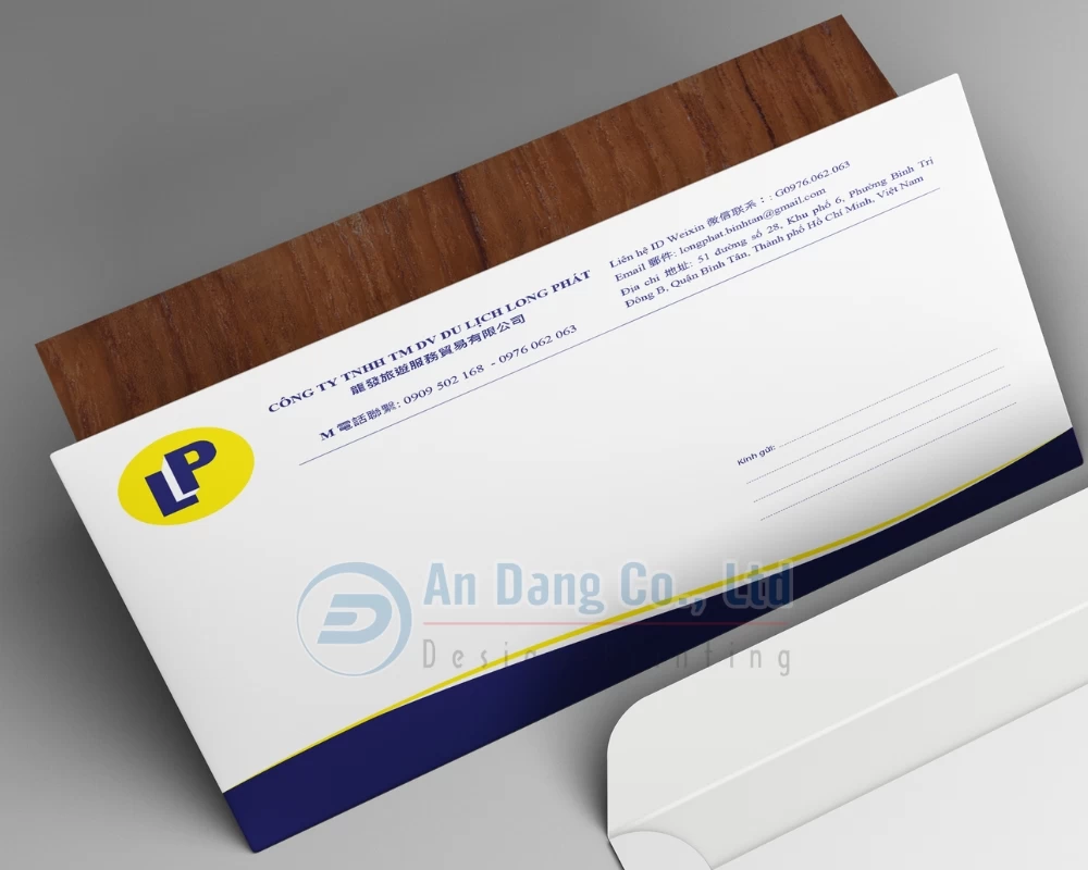 Mẫu bao thư bưu điện cho công ty TNHH TMDV Du Lịch Long Phát