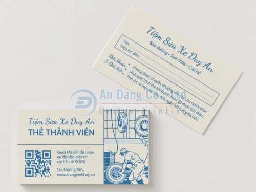 Mẫu thẻ thành viên cho tiệm sửa xe Duy An