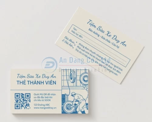Mẫu thẻ thành viên cho tiệm sửa xe Duy An