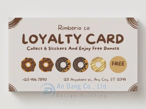Mẫu phiếu tích điểm cho tiệm bánh Donuts