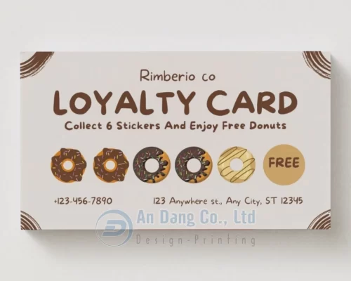 Mẫu phiếu tích điểm cho tiệm bánh Donuts
