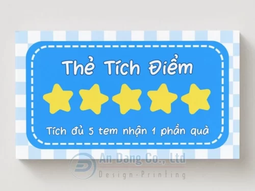 Mẫu thẻ tích điểm dễ thương với tông màu xanh dương chủ đạo