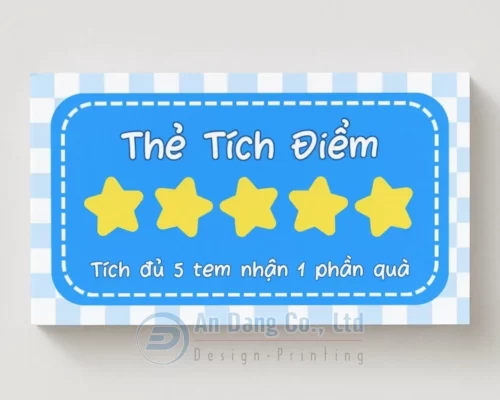 Mẫu thẻ tích điểm dễ thương với tông màu xanh dương chủ đạo