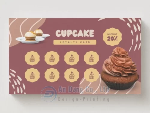 Mẫu phiếu tích điểm giảm giá cho tiệm bánh cupcake