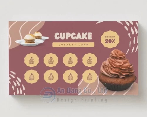 Mẫu phiếu tích điểm giảm giá cho tiệm bánh cupcake