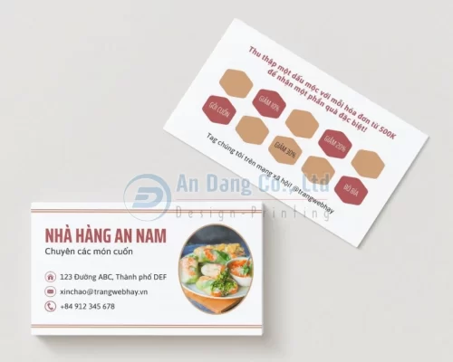 Mẫu thẻ tích điểm cho nhà hàng An Nam