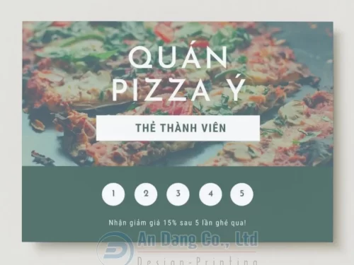 Mẫu thẻ thành viên cho quán Pizza Ý