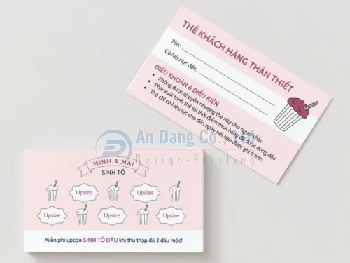 Mẫu thẻ khách hàng thân thiết cho tiệm sinh tố Minh & Mai