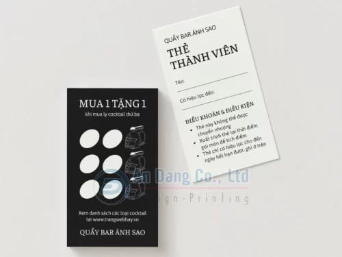 Mẫu thẻ thành viên cho Quầy Bar Ánh Sao