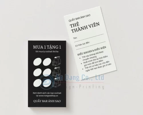 Mẫu thẻ thành viên cho Quầy Bar Ánh Sao