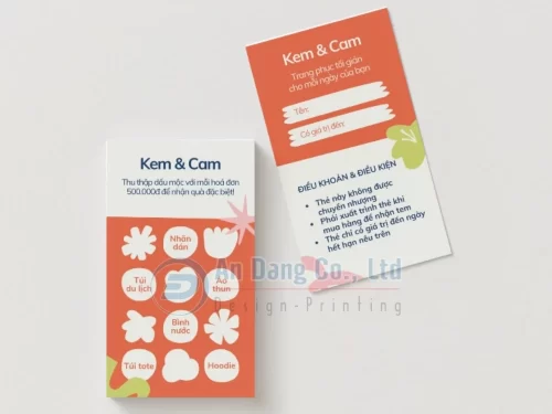Mẫu thẻ tích điểm cho shop thời trang Kem & Cam