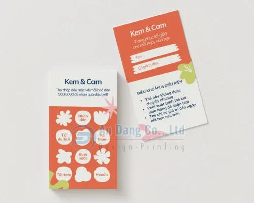 Mẫu thẻ tích điểm cho shop thời trang Kem & Cam