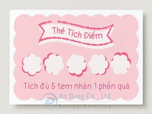 Mẫu phiếu tích điểm điểm dễ thương với tông màu hồng chủ đạo