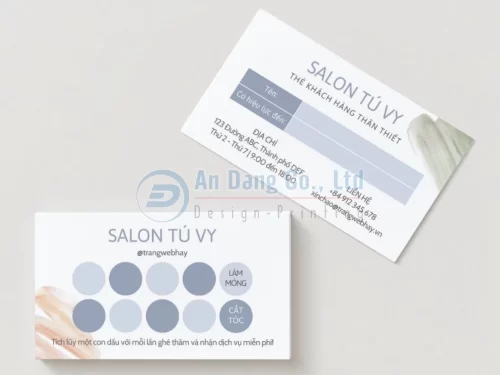 Mẫu thẻ khách hàng thân thiết cho cửa hàng Salon Tú Vy